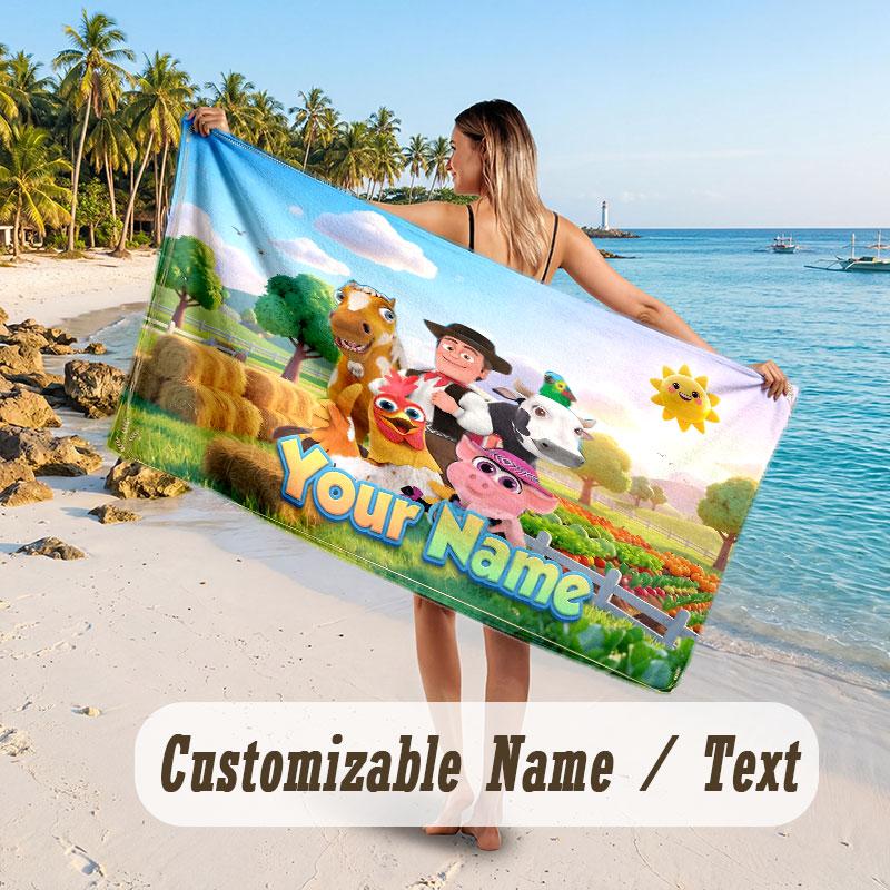 Personalized Beach Towel,La Granja de Zenón Custom Printed Name Text, Super Absorbent Towel For Beach Vacation