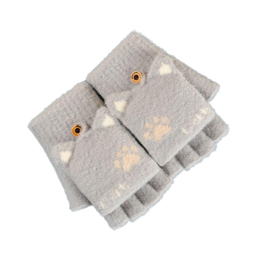 Screen Gloves Windproof Kids Knitted Gloves Autumn Winter Gloves Women Flip Gloves Outdoor Gloves