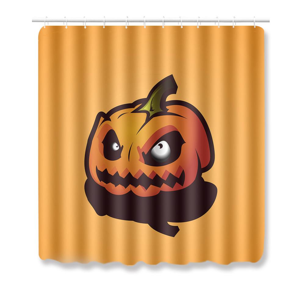 Halloween Shower Curtain Floor Mat Combination Four-Piece Set Bathroom Toilet Carpet Door Mat