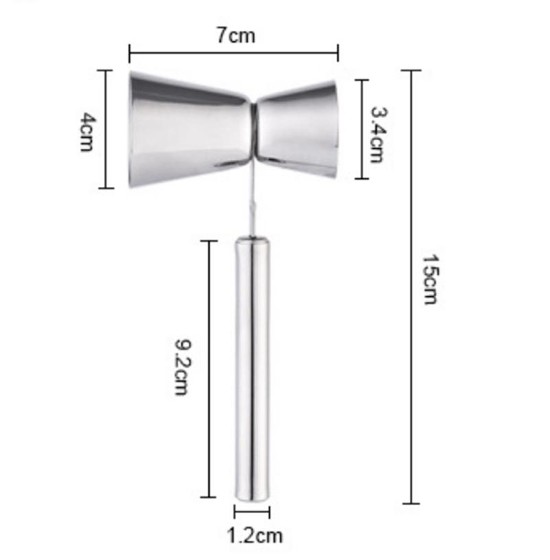 Free Shipping 15ml 30ml Stainless Steel Cocktail Drink Mixer Measuring Cup Jigger With Handle Measurer Bar Tools Accessories