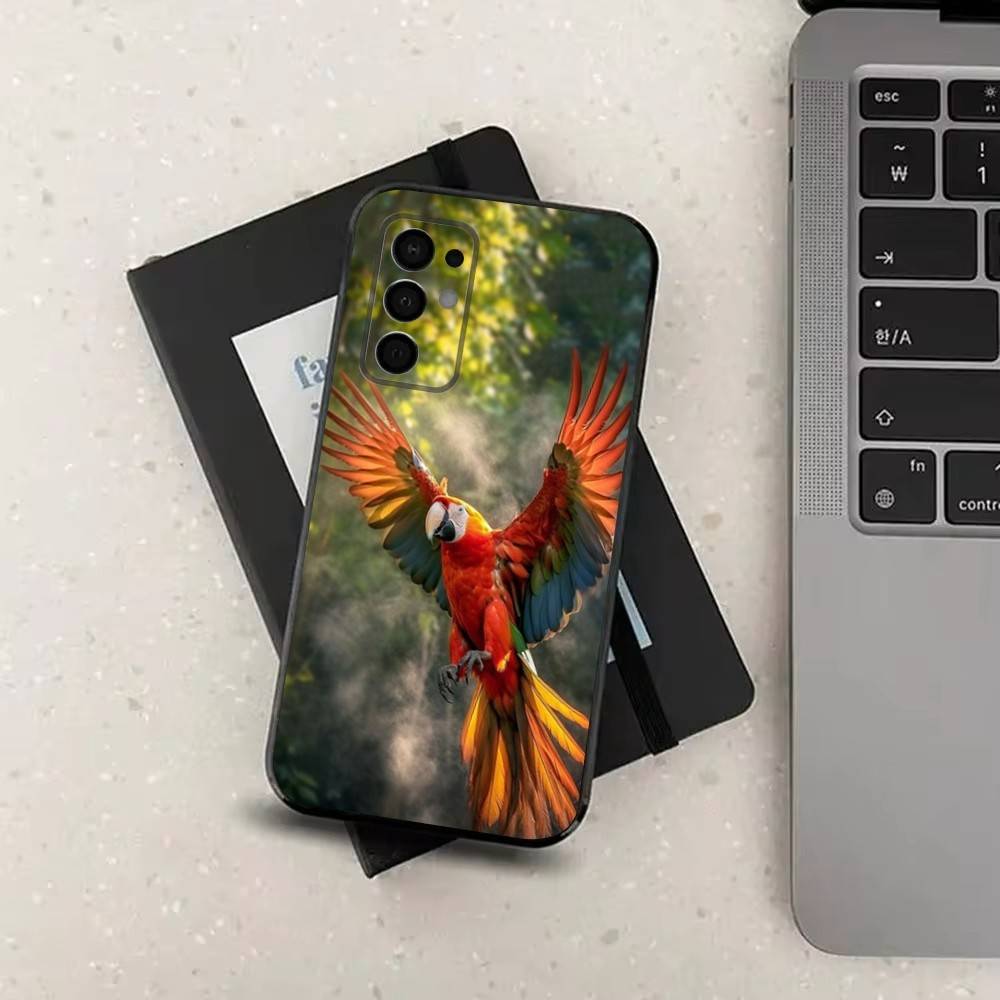 A-Animal Parrot Bird Phone Case For Samsung Galaxy A73,31,32,72,41,53,52,71,22,5G,Note,J7,8,9 Soft Black Silicone Cover