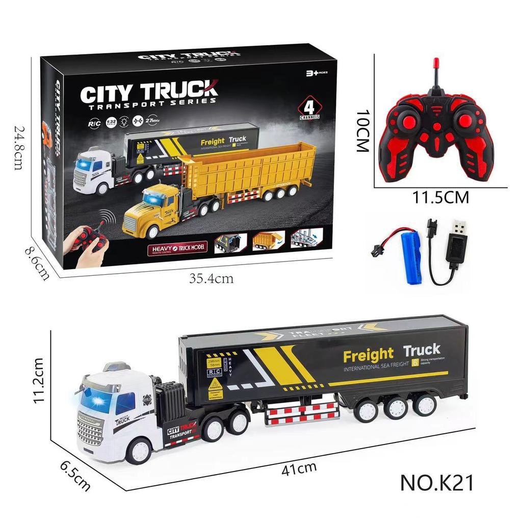 Children'S Toys Electric Remote Control Car Semi-Trailer Freight Truck Container Truck Transporter Toy Model