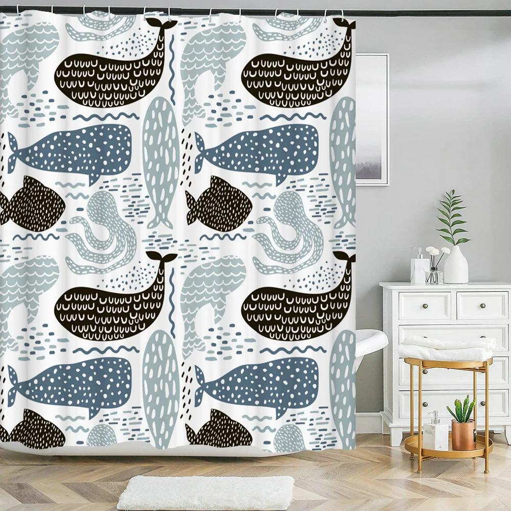 Занавеска для душа с принтом кота, мультяшные животные, занавески для ванной комнаты, для ванны, чехол для купания, занавески для душа с 12 крючками