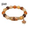Autumn Elastic Jewelry Thanksgiving Bracelet for Women, Holiday Beaded with Decorative Wrist Ornament Maple Leaf Charm, Stretch Fall Harvest