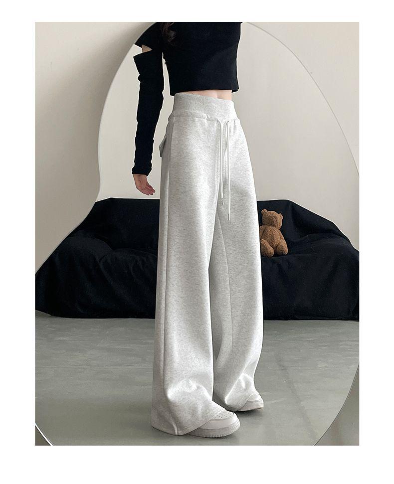 Женские черные широкие спортивные штаны с высокой талией - Свободные, удобные, до пола, летние повседневные