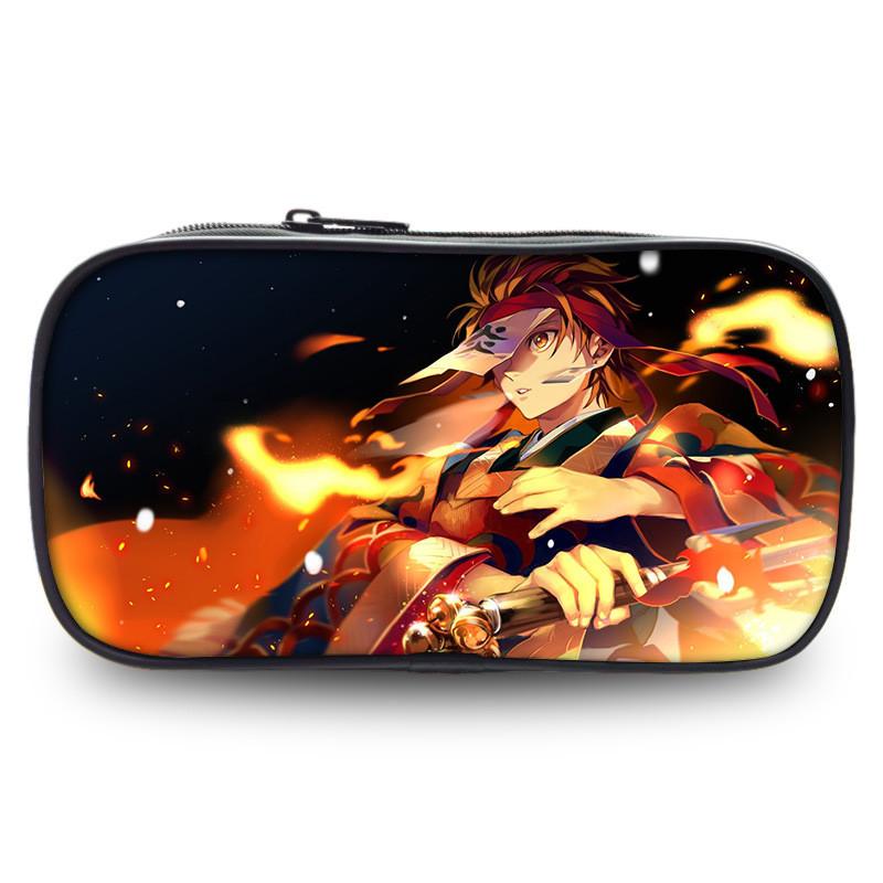 Large Capacity Demon Slayer Pen Bag Stylish Oxford Fabric Stationery Pouch