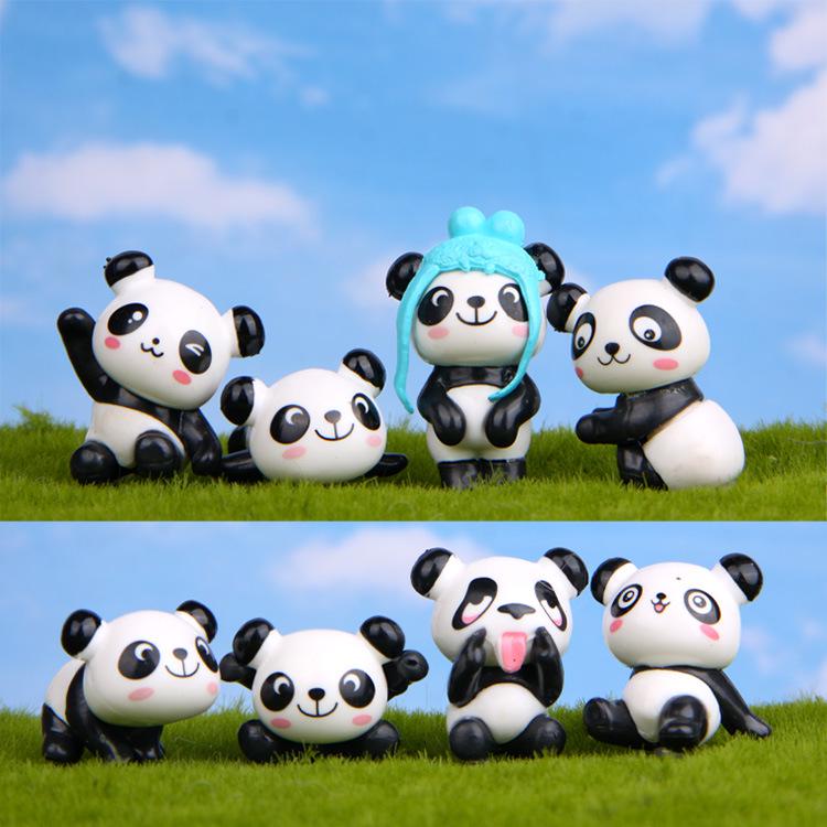 8 Japanese Style Panda Figurines: Playful Korean-Style Cartoon Dolls for Creative Micro-Landscapes and Versatile Gardening Scenery.