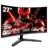 Игровой монитор KOORUI WQHD Монитор 27 дюймов Изогнутый монитор 180 Гц 1500R Адаптивная синхронизация HDR Регулировка наклона HDMI DP VESA 27E6QCA 1 мс(ГТГ)