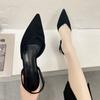 Baotou Sandals for Women In Summer, Simple Pointed Square Heel Sandals for Women In High Heels, Slim Strap Fashion, Women's Singles Shoes