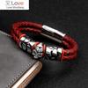 Поп-богемный стиль 316 нержавеющая сталь мужской браслет Ghost Head аксессуары плетеный винный кожаный женский браслет доставка 7 дней