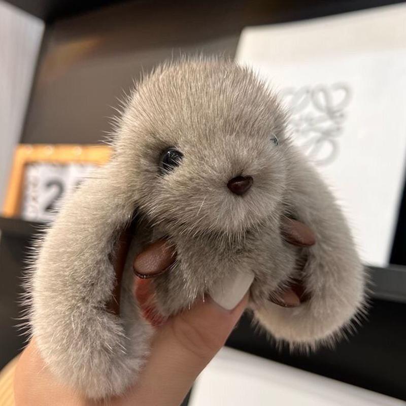 Милый пушистый кролик брелок для ключей держатель для ключей украшения сумки подвески милые подарочные аксессуары