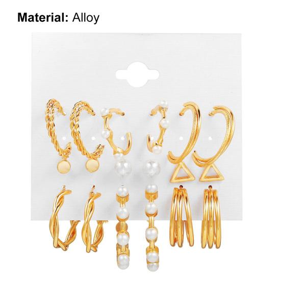 1 комплект серег-колец круглой формы со стразами, геометрические серьги с искусственным жемчугом и круглыми серьгами для женщин