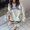 Women Long Sleeve Hooded V Neck Loose Pullovers Female Tops Solid Color Sweatshirts