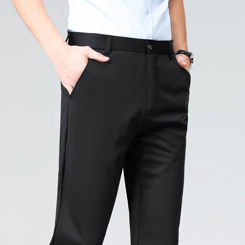 Plus Size Trousers Men Business Suit Pants Stretch Formal Dress Pants Big Man Classic Black Trousers Summer Thin Style