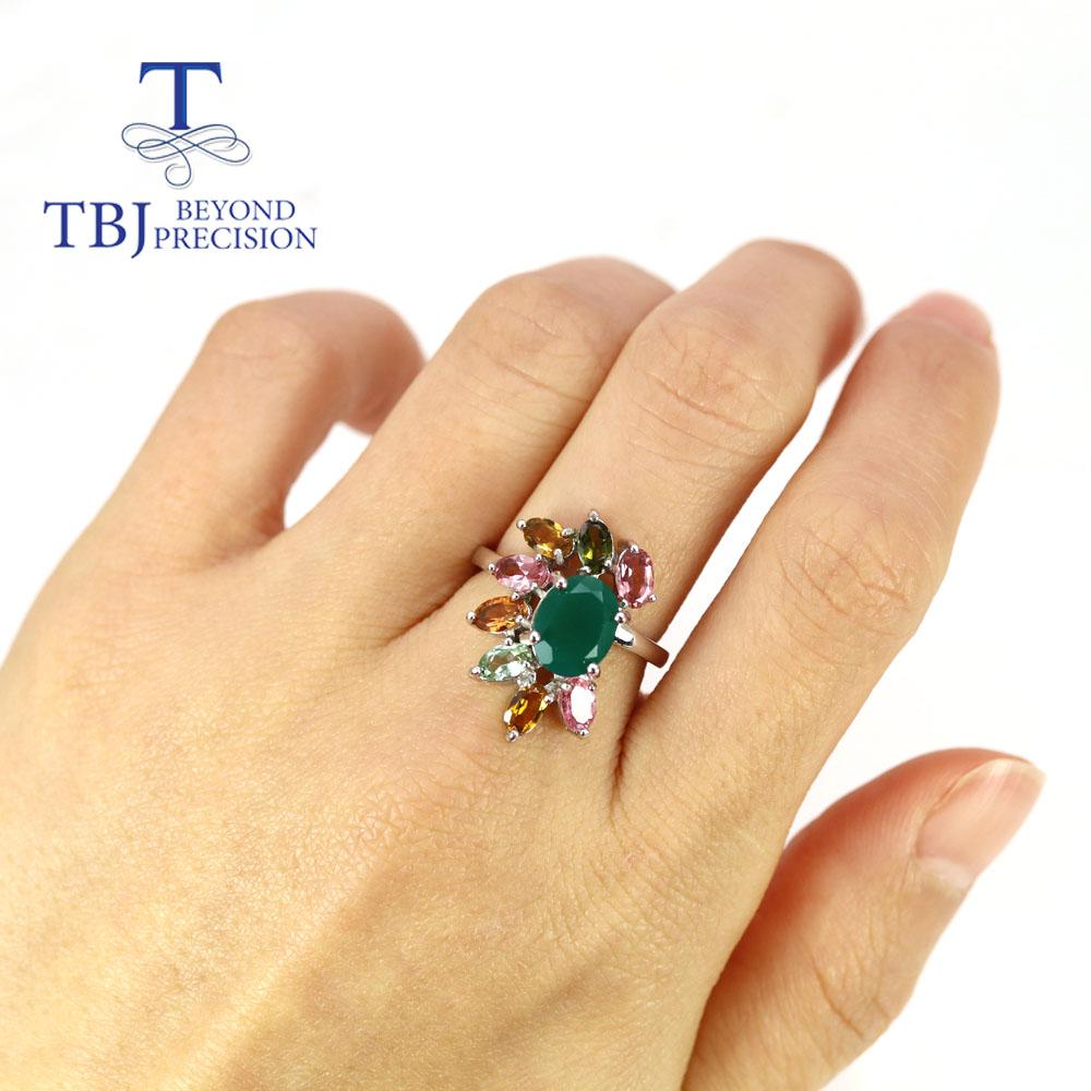 Роскошные серьги-кольца с многоцветным турмалином и натуральным зеленым агатом, комплект ювелирных изделий из стерлингового серебра 925 пробы, ювелирные изделия, подарок на годовщину