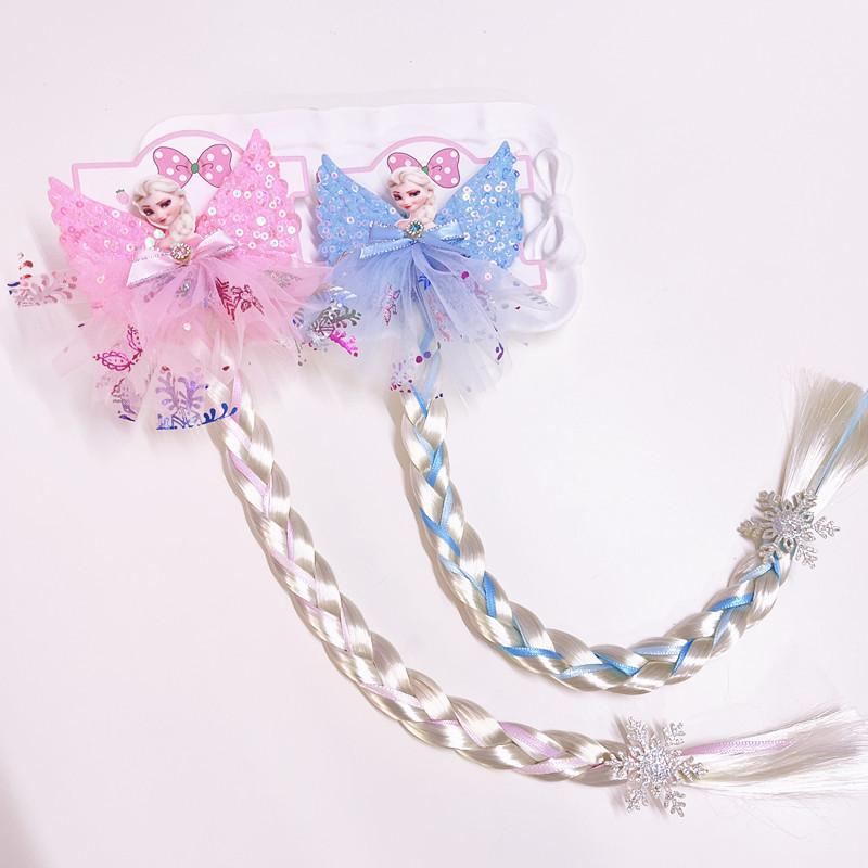 Детский милый парик-хвост с косичкой из сетки, украшенный морской звездой, жемчугом и бантом