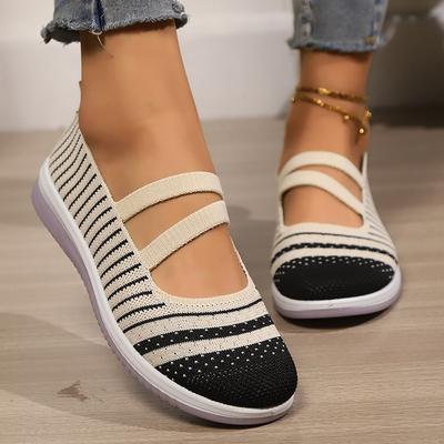 Lucyever полосатые вязаные кроссовки на платформе женские дышащие сетчатые нескользящие спортивные туфли женские удобные туфли для ходьбы Mujer