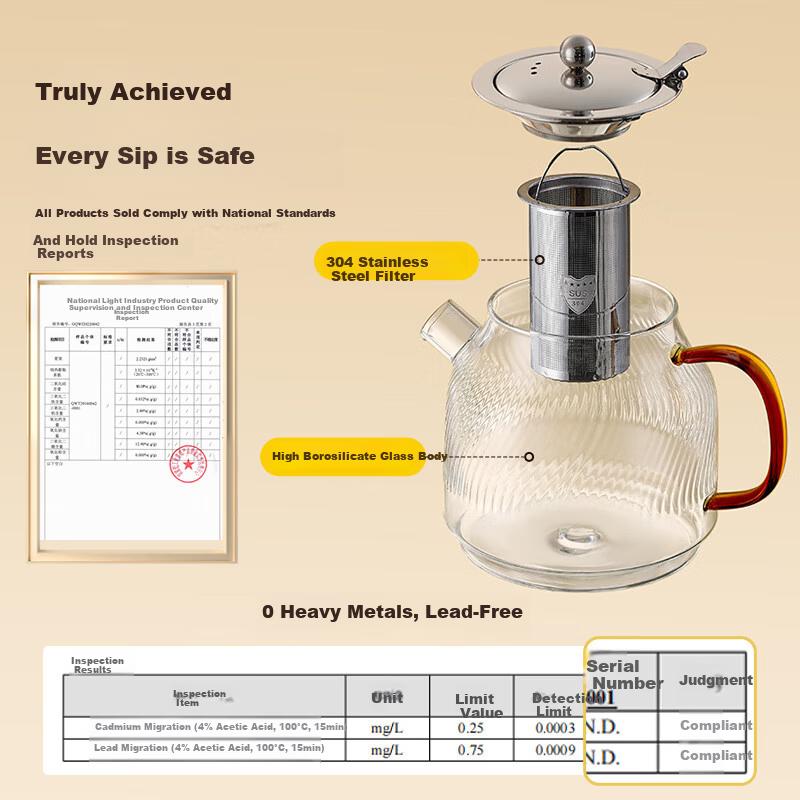 Mingguang Glass Teapot Tea Brewer Tea Water Separator Health Pot High Borosilicate Glass Kettle Tea Set 1500ml