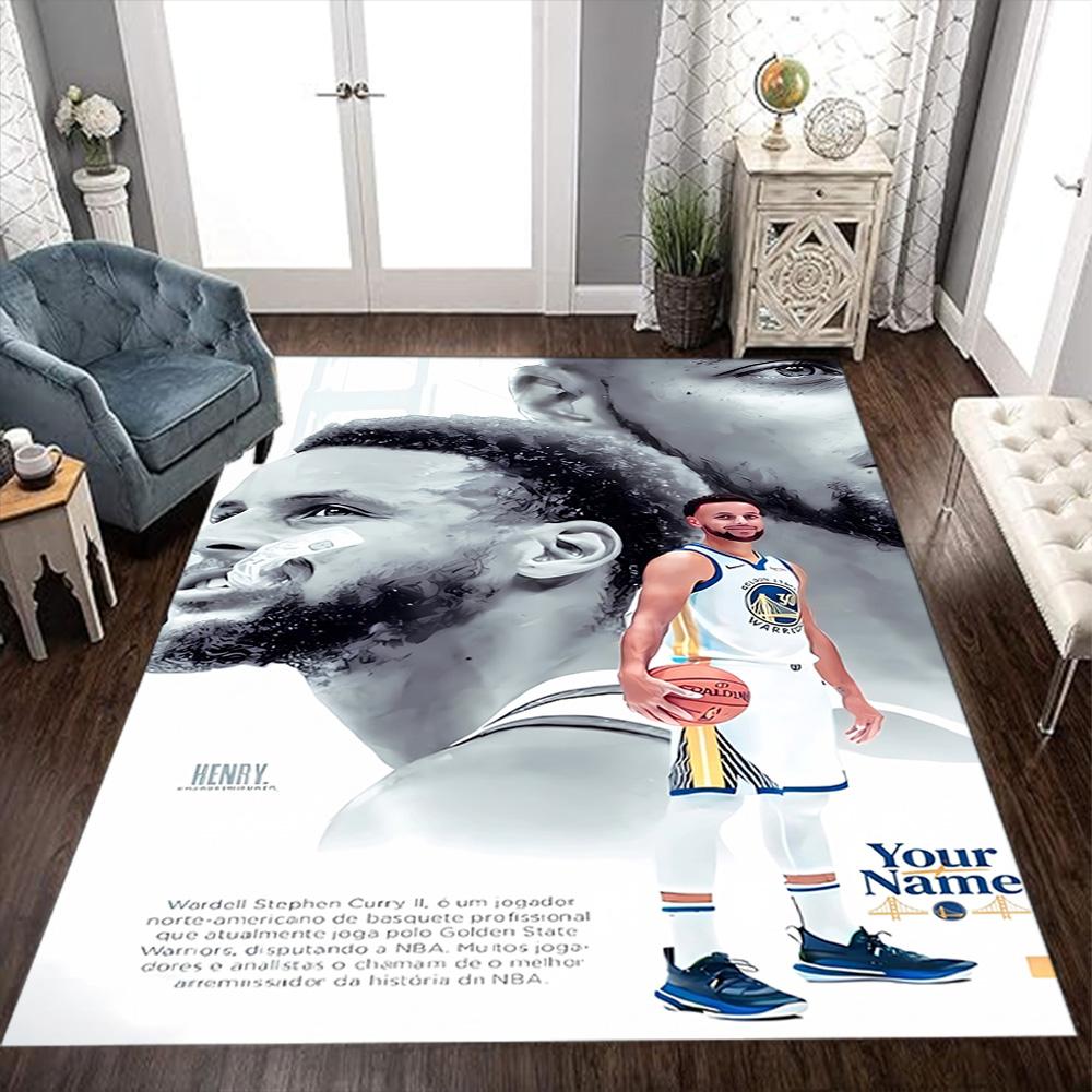Basketball Player Action Customize Text Floor Rug Office Rug Design for Dormitory Study room Kitchen Balcony Antislip Carpet Anime Office Decor