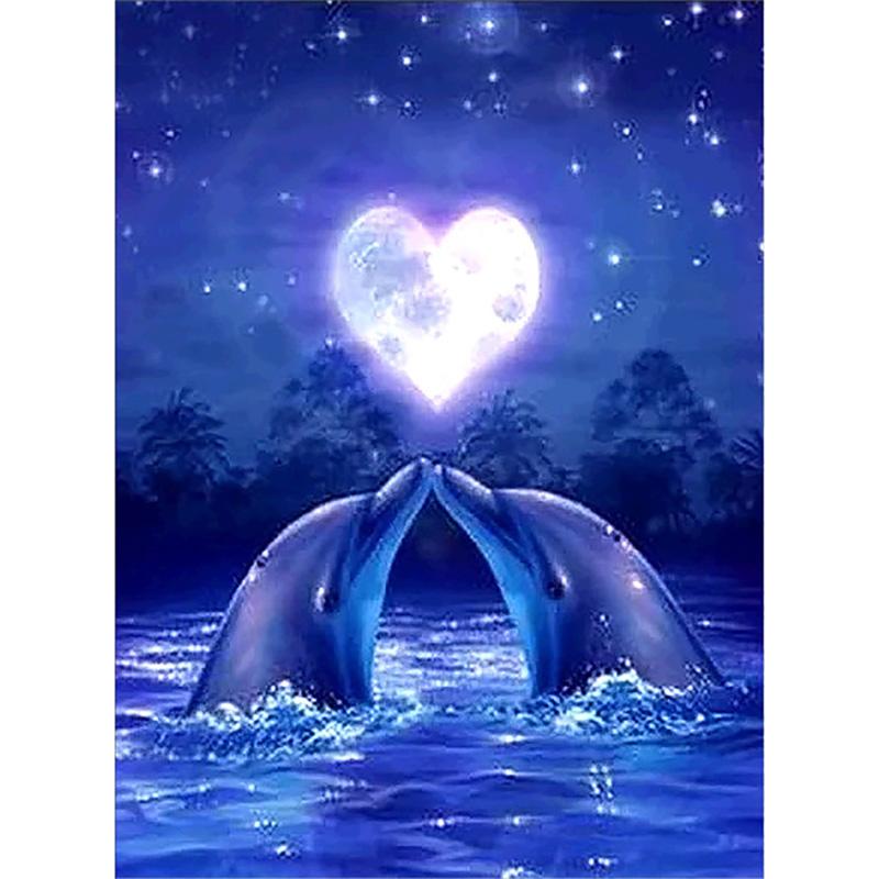 DIY Dolphin 5D Diamond Painting Full Round/Round Drill Animal Embroidery Cross Stitch Rhinestone Home Decor Christms Gift