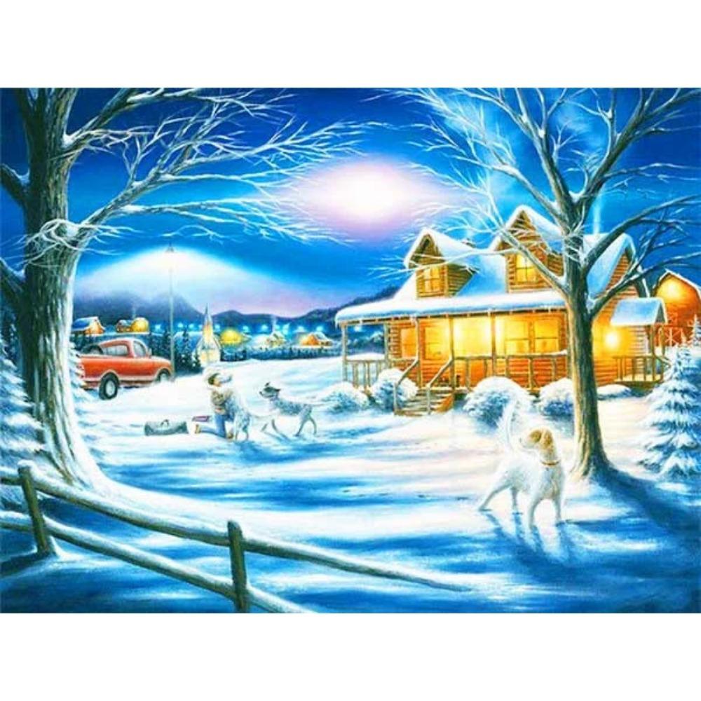 Алмазная живопись Art Full Drill Снеговик Алмазная картина Ручная работа Снежный день Diy Алмазная мозаика Картина Украшение дома Рождественский подарок