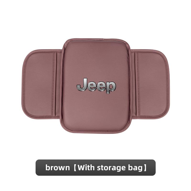 AIN4 PU Car Arm Rest Cushion Storage Pad Armrest Box Protective Cover For Jeep Renegade Compass Grand Cherokee Wrangler Gladiator