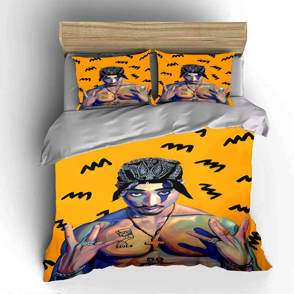 Hip-Hop Portrait on Yellow Bedding Set Bedding set (1 duvet cover, 2 pillowcases, duvet not included)
