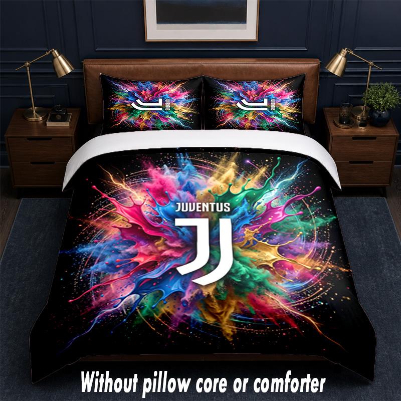 Juventus FC Design Bed Bedding Set 1 Duvet Cover + 2 Pillowcases Soft Breathable Household Bed Linens