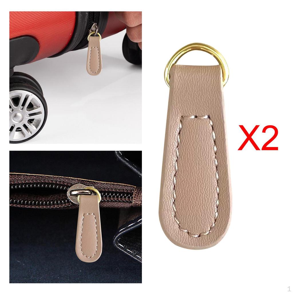 2 Pieces Zipper Pulls PU Leather Pull Strap Pullers for Bag Backpacks