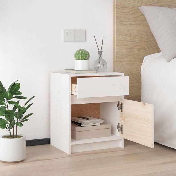 Maison Exclusive - Table de chevet Blanc 40x31x50 cm Bois de pin massif