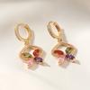1 Pair Luxurious Colorful Flowers Dangle Earrings for Women Cubic Zirconia Jewelry Wedding Party Accessories