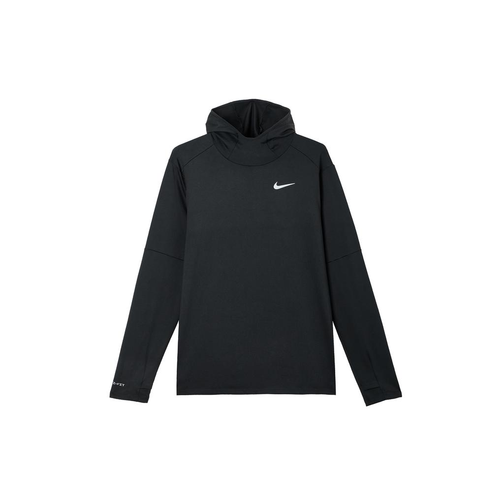 Nike Футболка Dri-Fit Solid Color Minimalist с капюшоном, повседневная, быстросохнущая, дышащая, для тренировок, бега, с длинным рукавом, мужская, черная FB8573-010