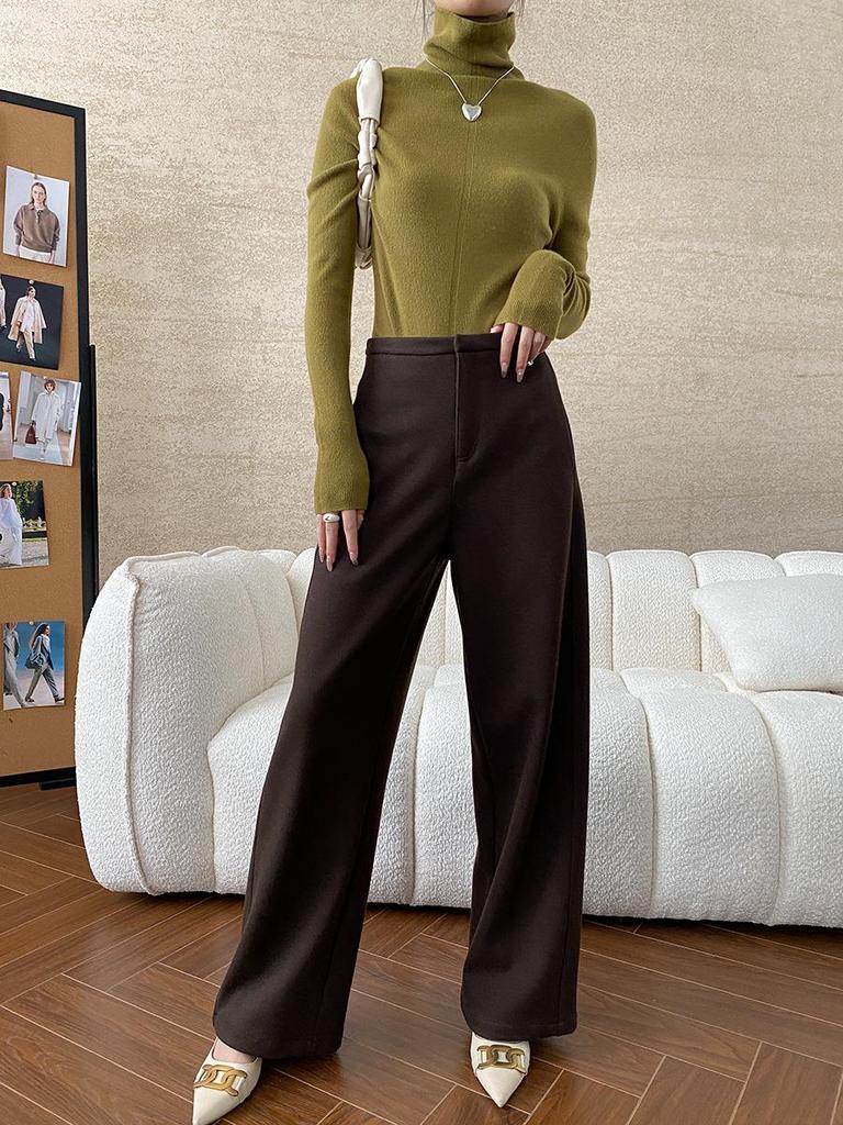 Синан Шерстяной Свитер с Высоким Воротником Универсальный Приталенный SN6661