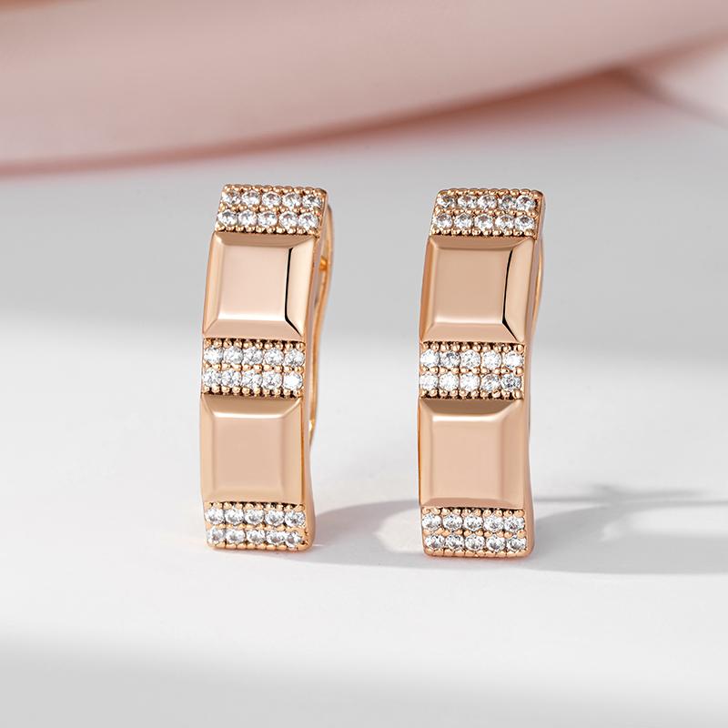 Квадратные серьги Kinel цвета розового золота для женщин, модные ювелирные изделия с цирконом, повседневная одежда