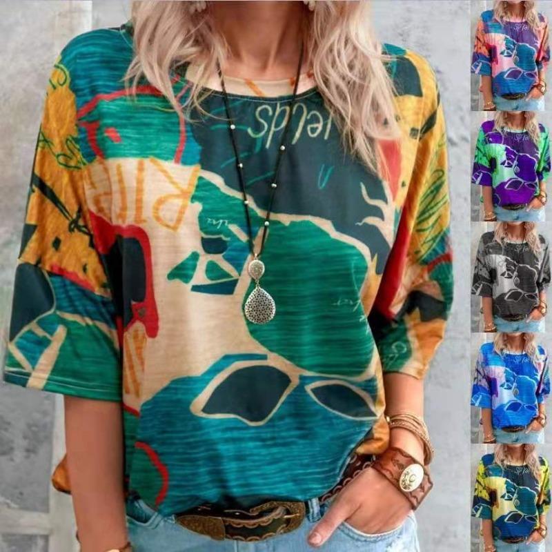 Новая летняя винтажная полосатая повседневная футболка с коротким рукавом, женские топы, модная элегантная футболка больших размеров, женская футболка с круглым вырезом, простая офисная футболка 24526