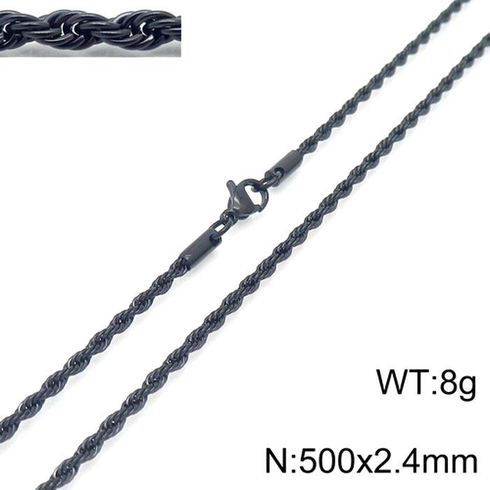 Durable Stainless Steel Rope Chain Necklace - Multi-Size, Titanium Steel for Men and Women