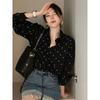 Korean Fashion Women Polka Dot Printed Shirt New Casual Long Sleeve Simple Shirt Spring Autumn Lapel Loose Office Ladies Elegant Tops Clothing 2954