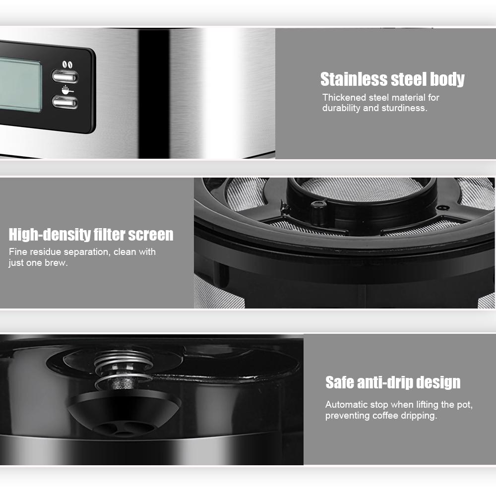 Programmable Coffee Maker with Timer 1050 Watts 1.2L Large Capacity 2-8 Cups Drip Coffee Maker Keep