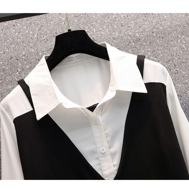 Плюс размер Весна Темперамент Профессиональный Костюм Модная Рубашка С Лацканами Микро-Отложной Воротник Брюки Костюм Из Двух Частей Женщин