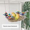 Multiuse Bird Perch Chewable Hammock Cage Hanging Toy with Natural Woven Straw Safe For Pet Parrots Entertainment Fun