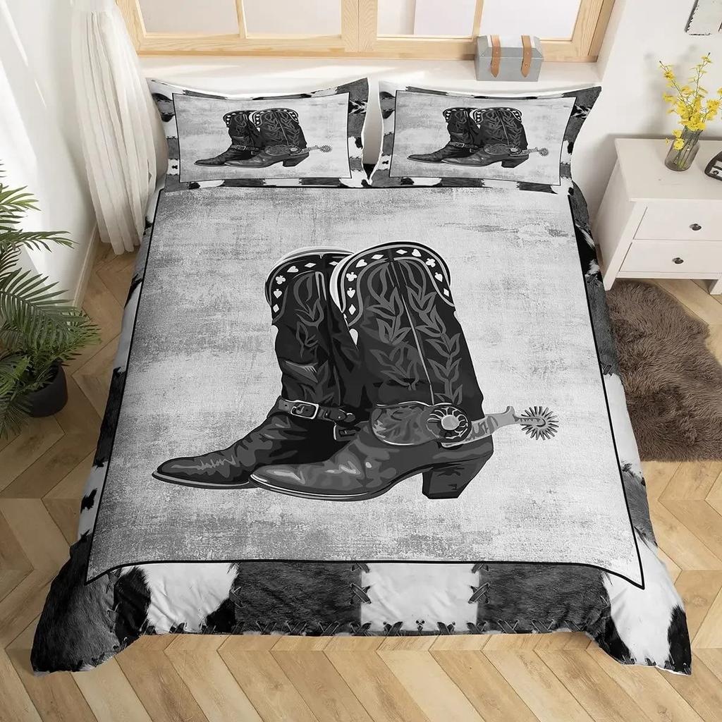 Пододеяльник в стиле вестерн-ковбой, комплект постельного белья Twin King Cowboy Boots Hat Floral Exotic Farmhouse Cowboys Patchwork