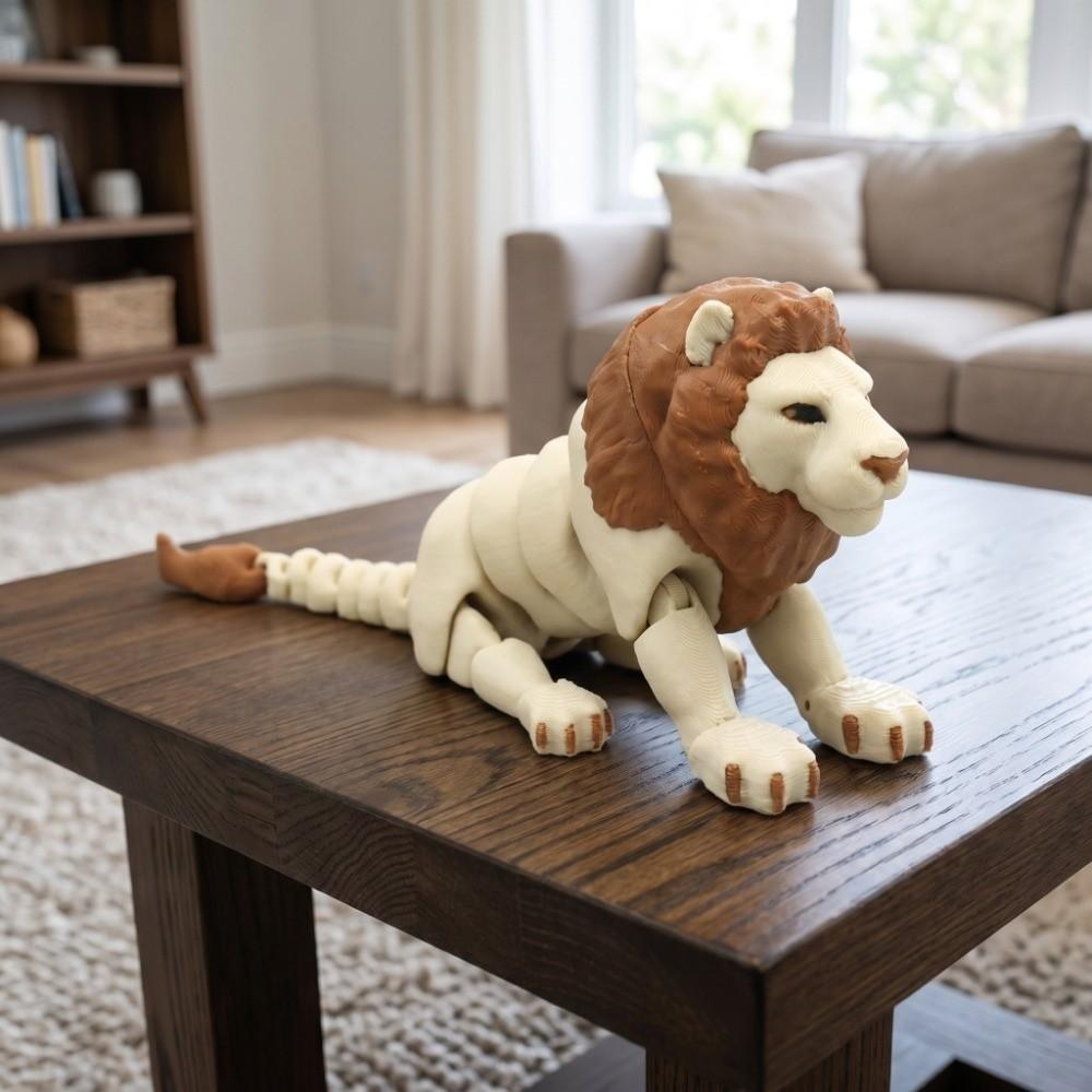 3D Printed Lion Statues Creative Lion Ornaments Gifts Articulated Lion Figurine Desktop Use