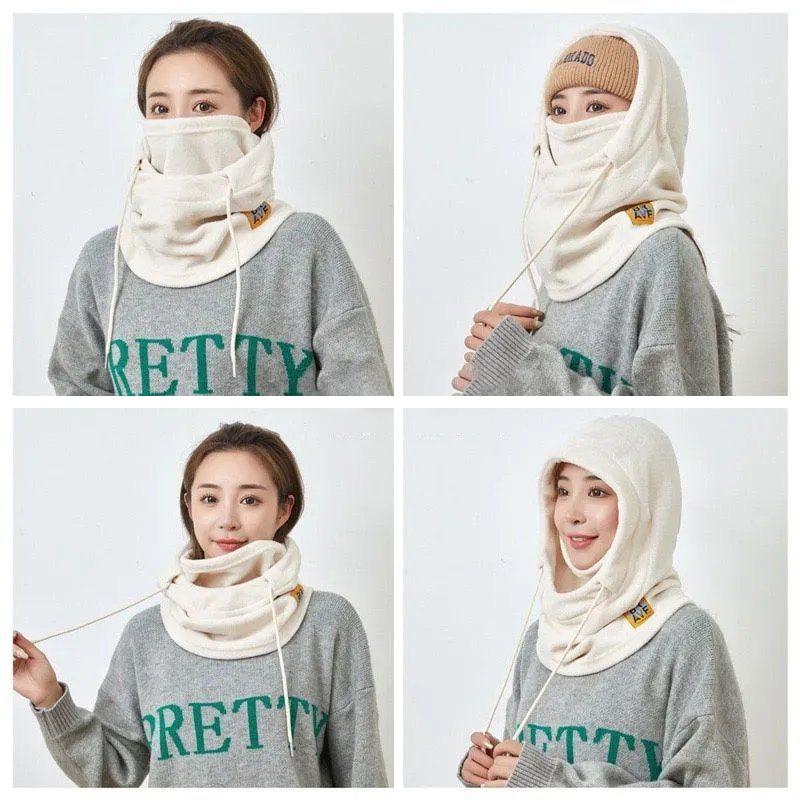 Winter Warm Hat Beanies With Mask And Neck Warmer 4-In-1 Windproof Balaclava For Men And Women Cycling Cold Weather Protection