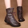Explosive Retro Original Leather Short Boots Warm Leather Boots 2025 Spring and Autumn New Low Heeled Women's Boots