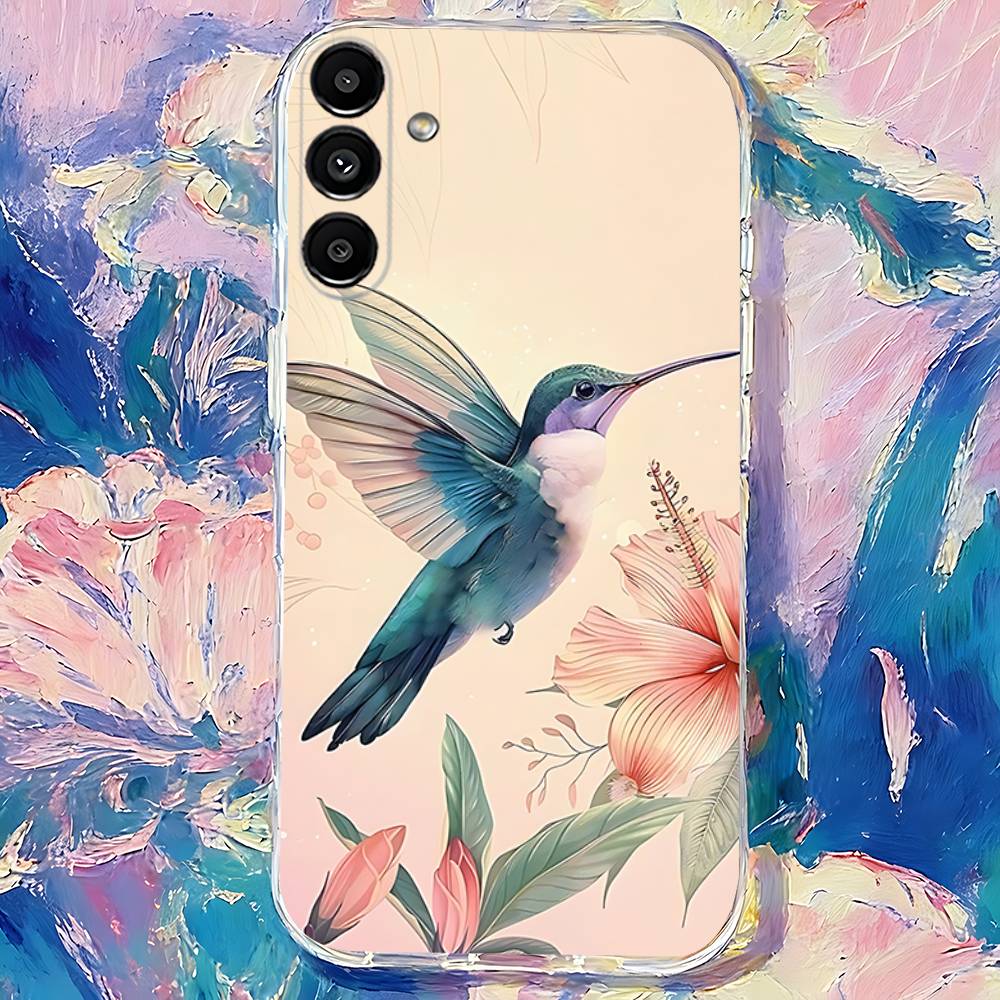 Чехол для телефона с рисунком колибри для Samsung S30, S25, S24, S23, S21, S22, S20, S10, 5G, FE, lite, PIus, Ultra Прозрачная крышка