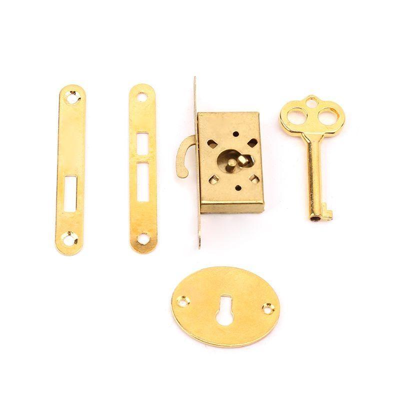 Винтажный замок для ящика с ключом Антикварный Маленькая шкатулка Дверные замки для шкафа Мебель