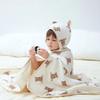 Double-layer Gauze Baby Crepe Cloth Little Bear Printed Baby Swaddle Cloth Swaddling Use