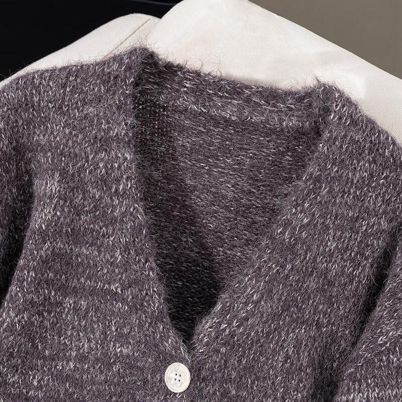 Women's V-Neck Loose Wool Blend Cardigan Sweater