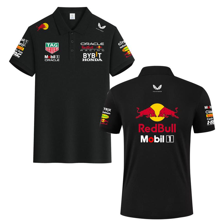 Red Bull Одежда гоночной команды Ферстаппена Одежда Формулы-1 2026 Лето Мужская хлопковая футболка-поло