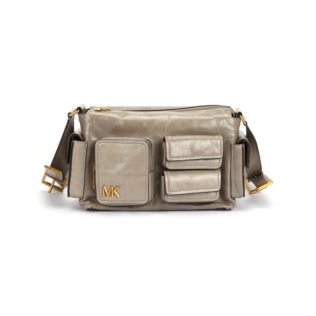 Michael Kors Кожаная сумка через плечо Mk Dakota с логотипом, средняя, женская, золотисто-бежевая 30S5AM3L8Y-BIRCH